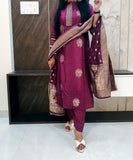 Purple Banarasi Suit