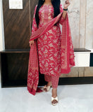 Pink Pure Cotton Dupatta Set