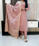 Pink Banarasi Brocade Suit