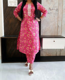 Pink Pure Cotton Dupatta Set