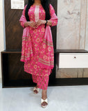 Pink Pure Cotton Dupatta Set