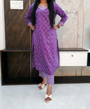 Purple Pure Cotton Kurti Pant Set