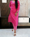 Pink Pure Cotton Kurti Pant Set