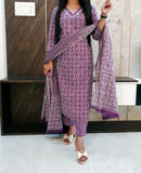 Lavender Pure Cotton Dupatta Set