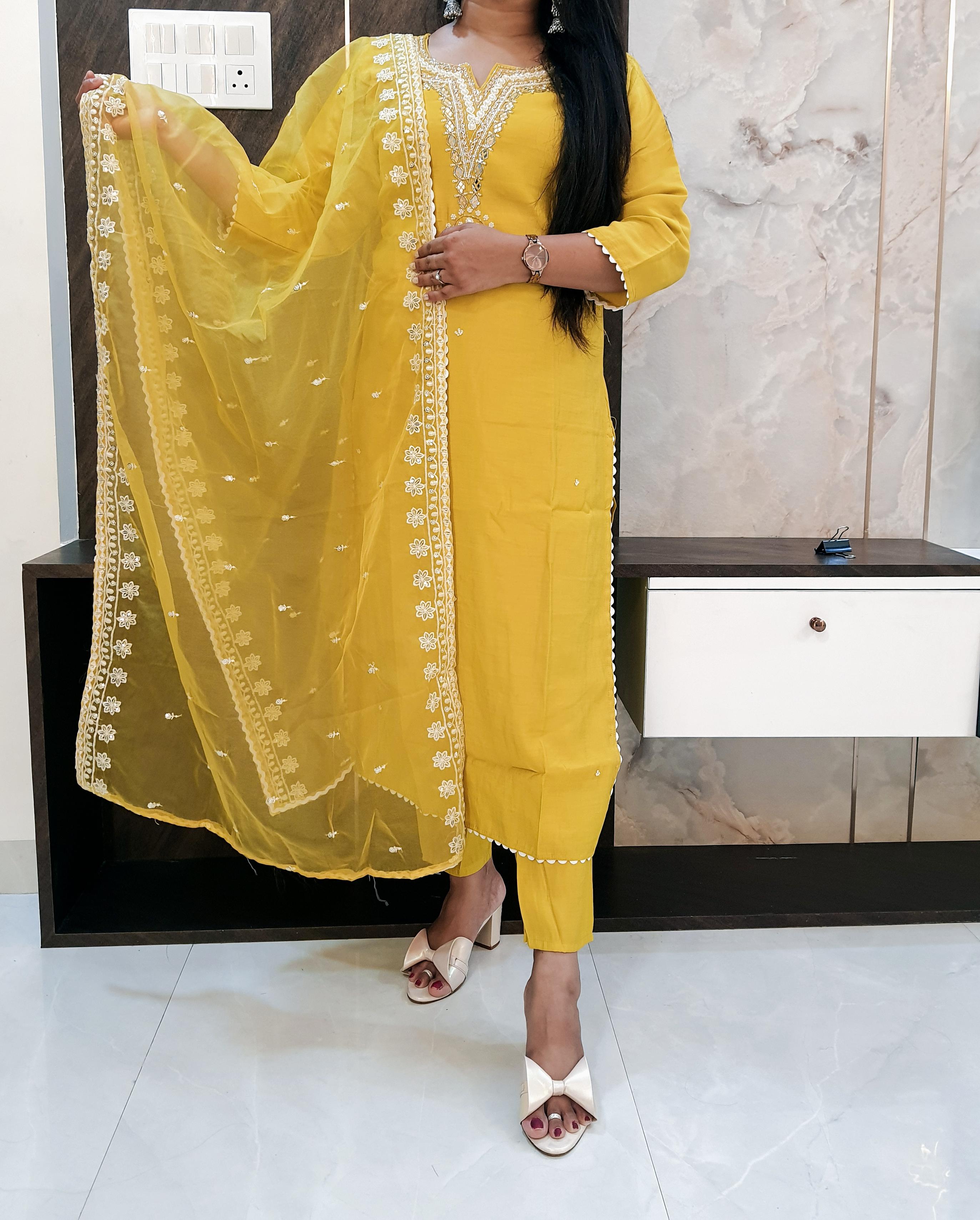 Haldi Colour Muslin Suit