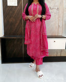 Hot Pink Pure Cotton Dupatta Set