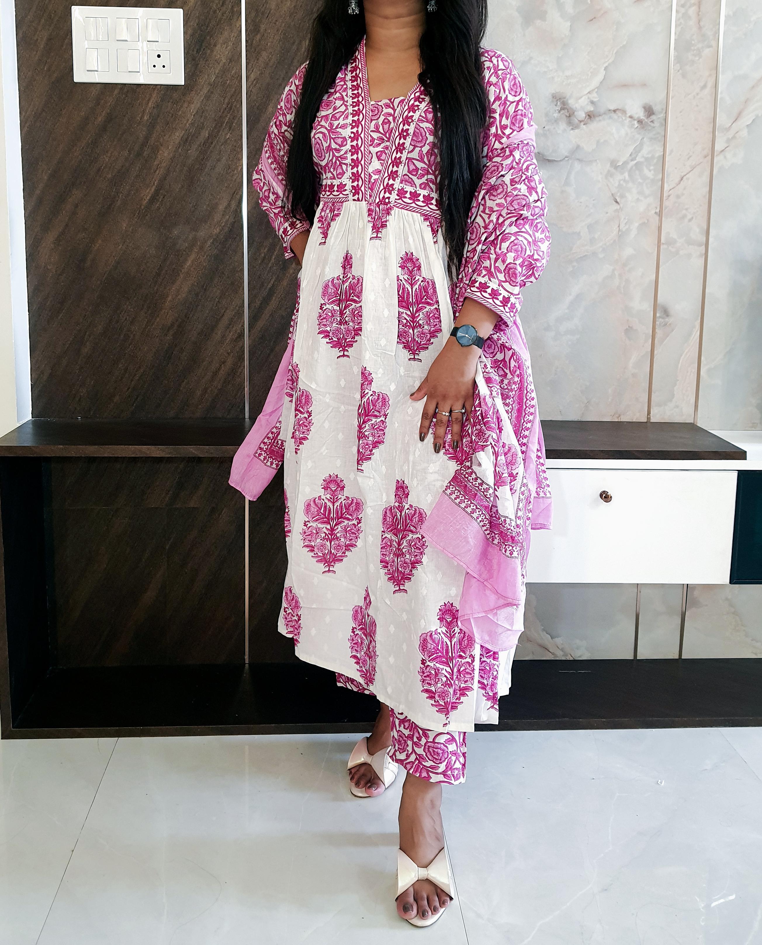 Printed Cotton Round Cut Anarkali Suit