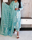 Sky Blue Cotton Round Cut Anarkali Suit