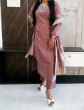 Peach Banarasi Brocade Woven Suit