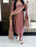 Peach Banarasi Brocade Woven Suit