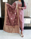 Peach Banarasi Brocade Woven Suit