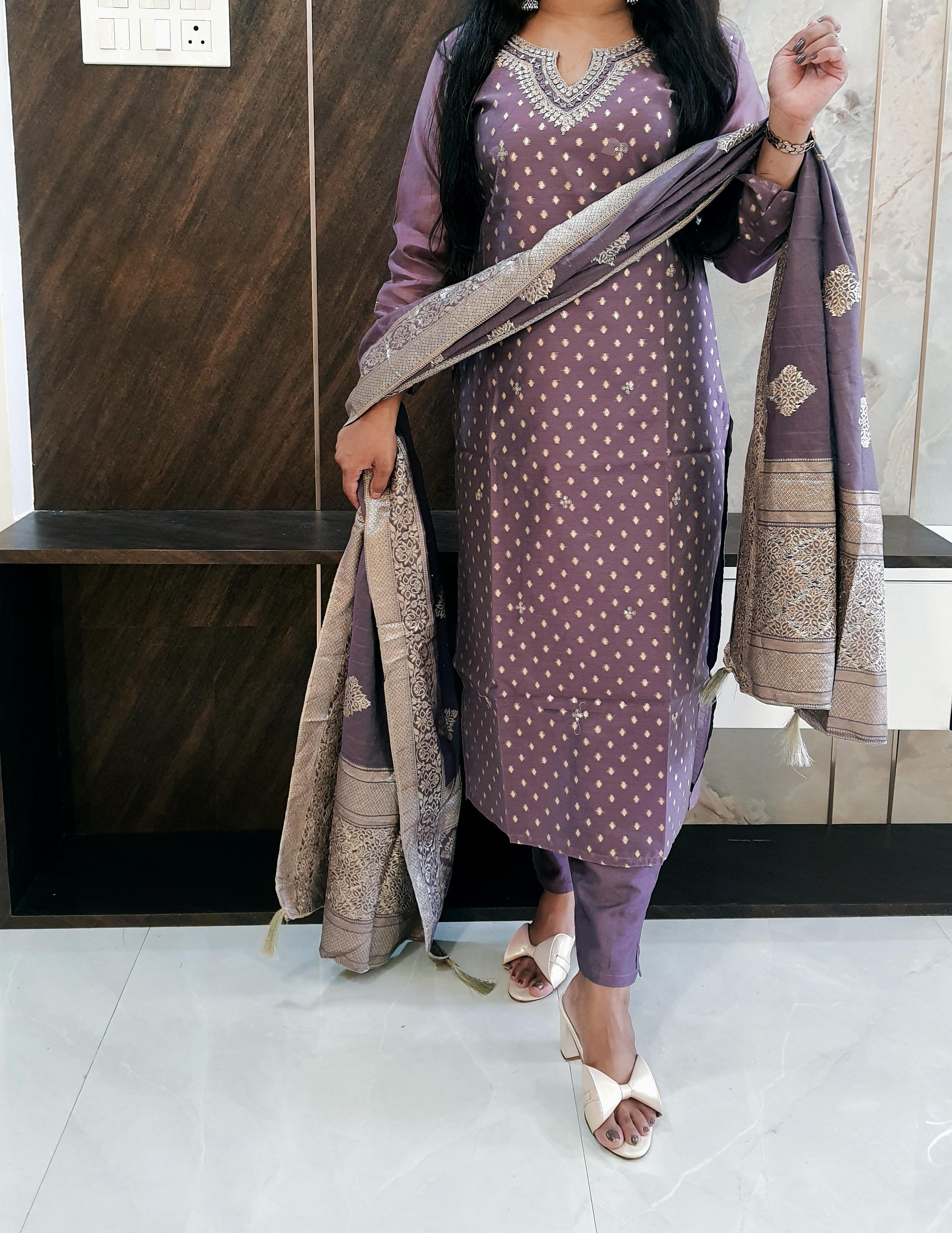 Lavender Banarasi Brocade Woven Suit