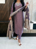 Lavender Banarasi Brocade Woven Suit