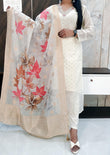 White Floral Banarasi Suit