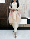 White Floral Banarasi Suit