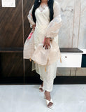 White Floral Banarasi Suit