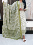 Pure White Cotton Frock Style Dupatta Set