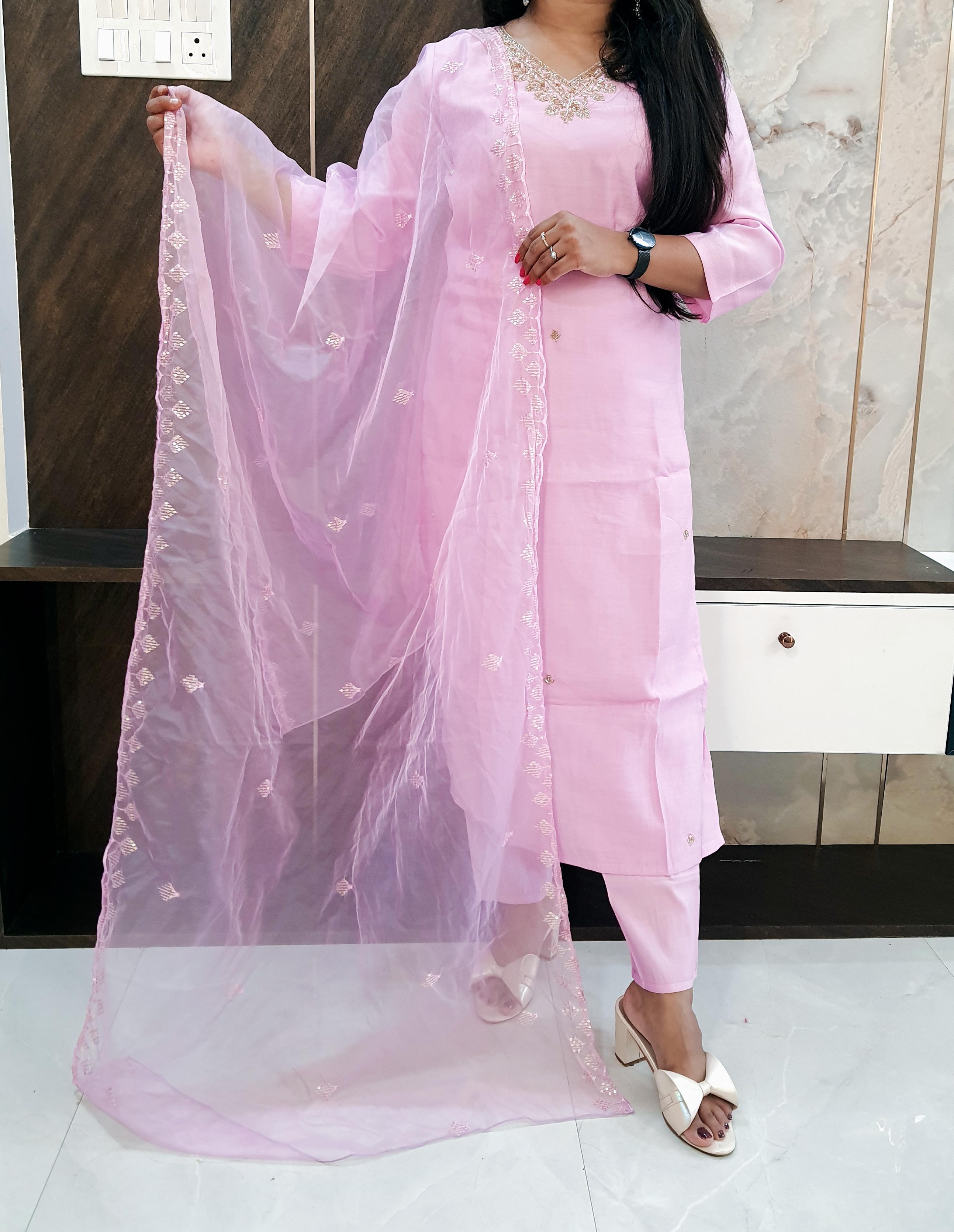 Pink Lilac Muslin Suit