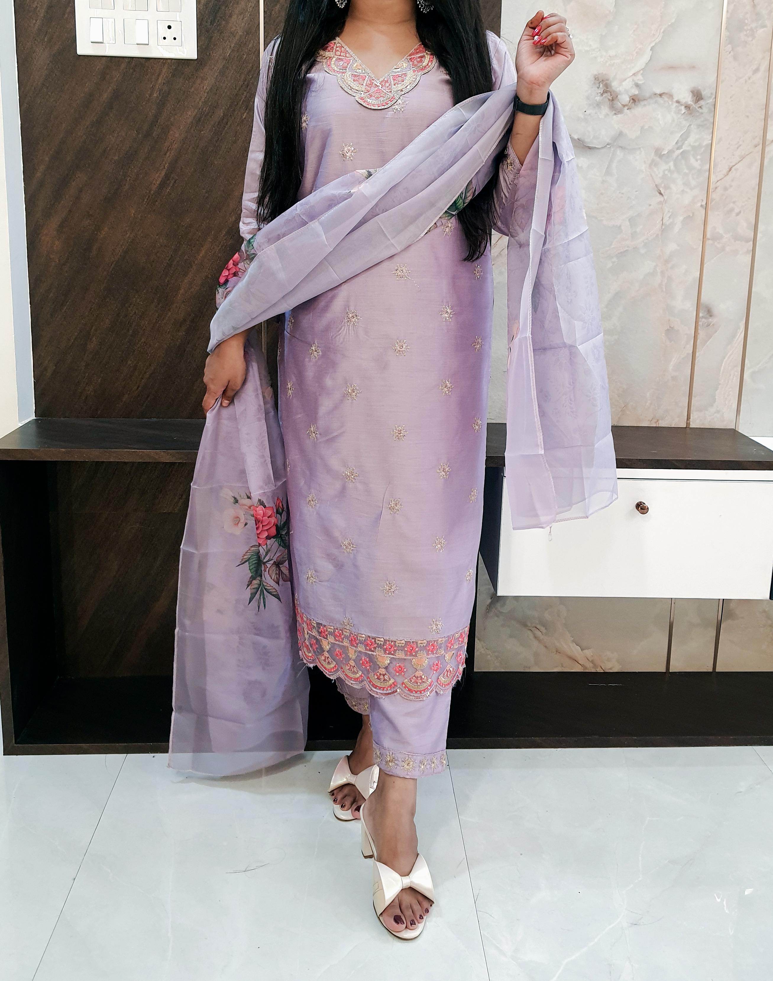 Lilac Silk Suit