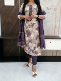 Printed Purple Budget Muslin Silk Suit