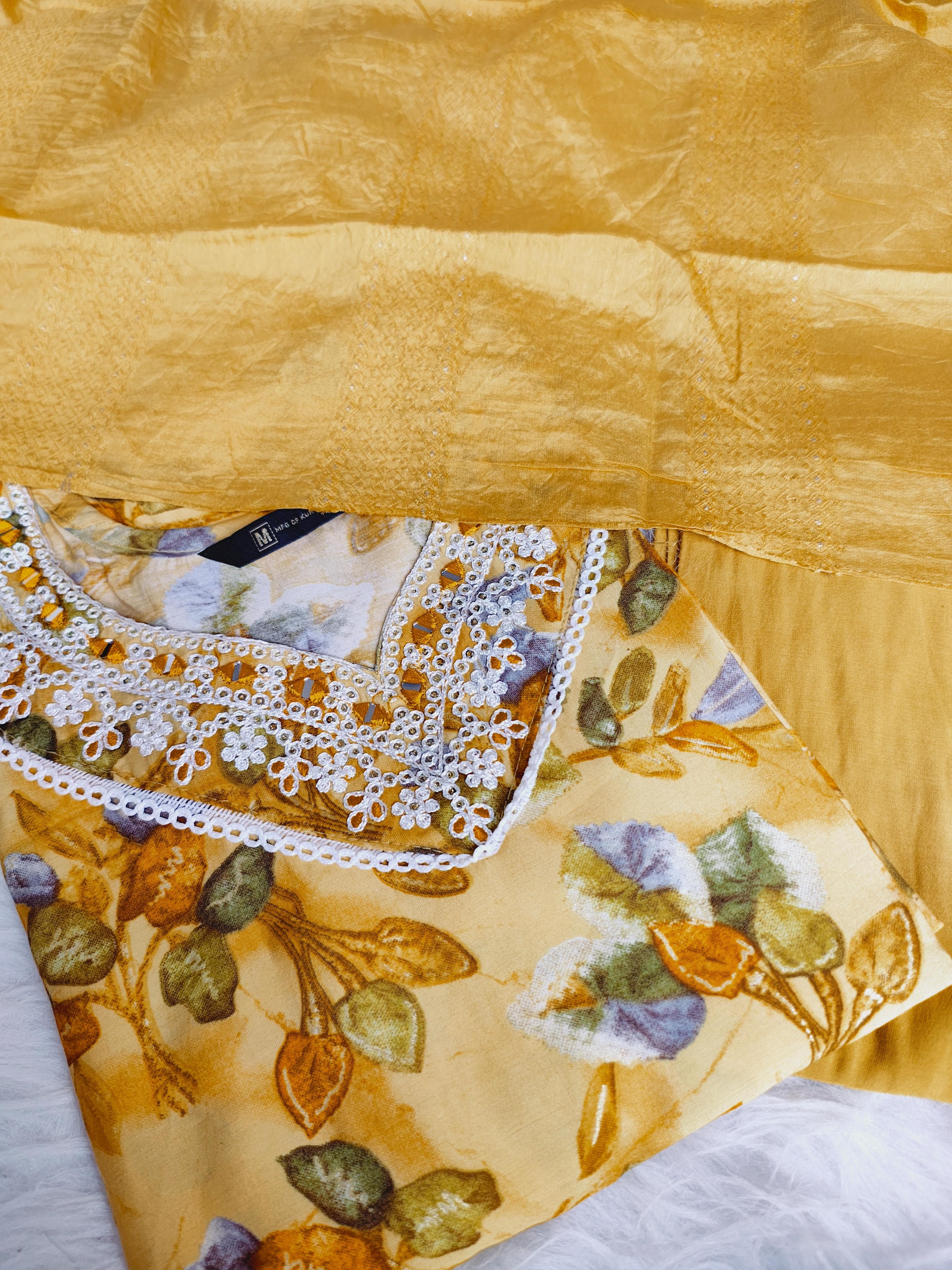 Yellow Muslin Budget Suit Set