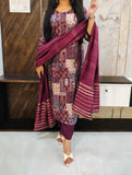 Maroon Muslin Budget Suit Set