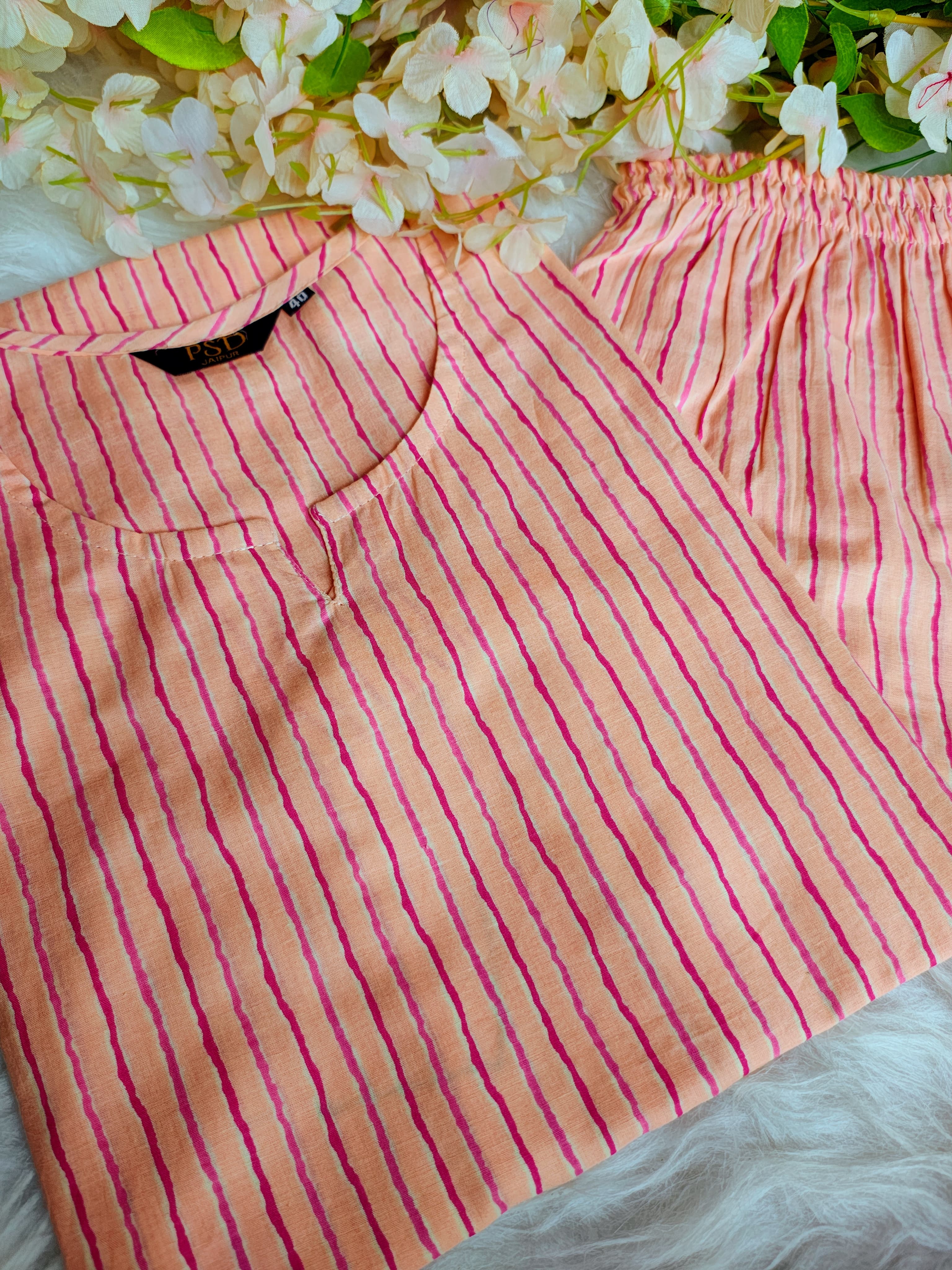 Peach Pure Cotton Co-ords