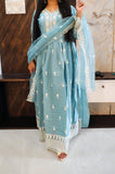 Sky Blue Muslin Silk Anarkali Suit