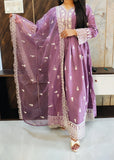 Purple Muslin Silk Anarkali Suit