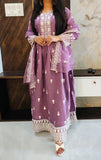 Purple Muslin Silk Anarkali Suit