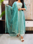 Green Schiffli Gown Suit