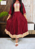 Maroon Chinnon Frock Suit