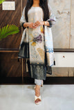 Gray-black Digital Chanderi Suit