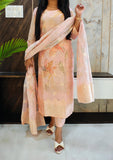 Peach Floral Digital Chanderi Suit