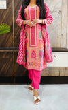 Pink Digital Print Muslin Suit