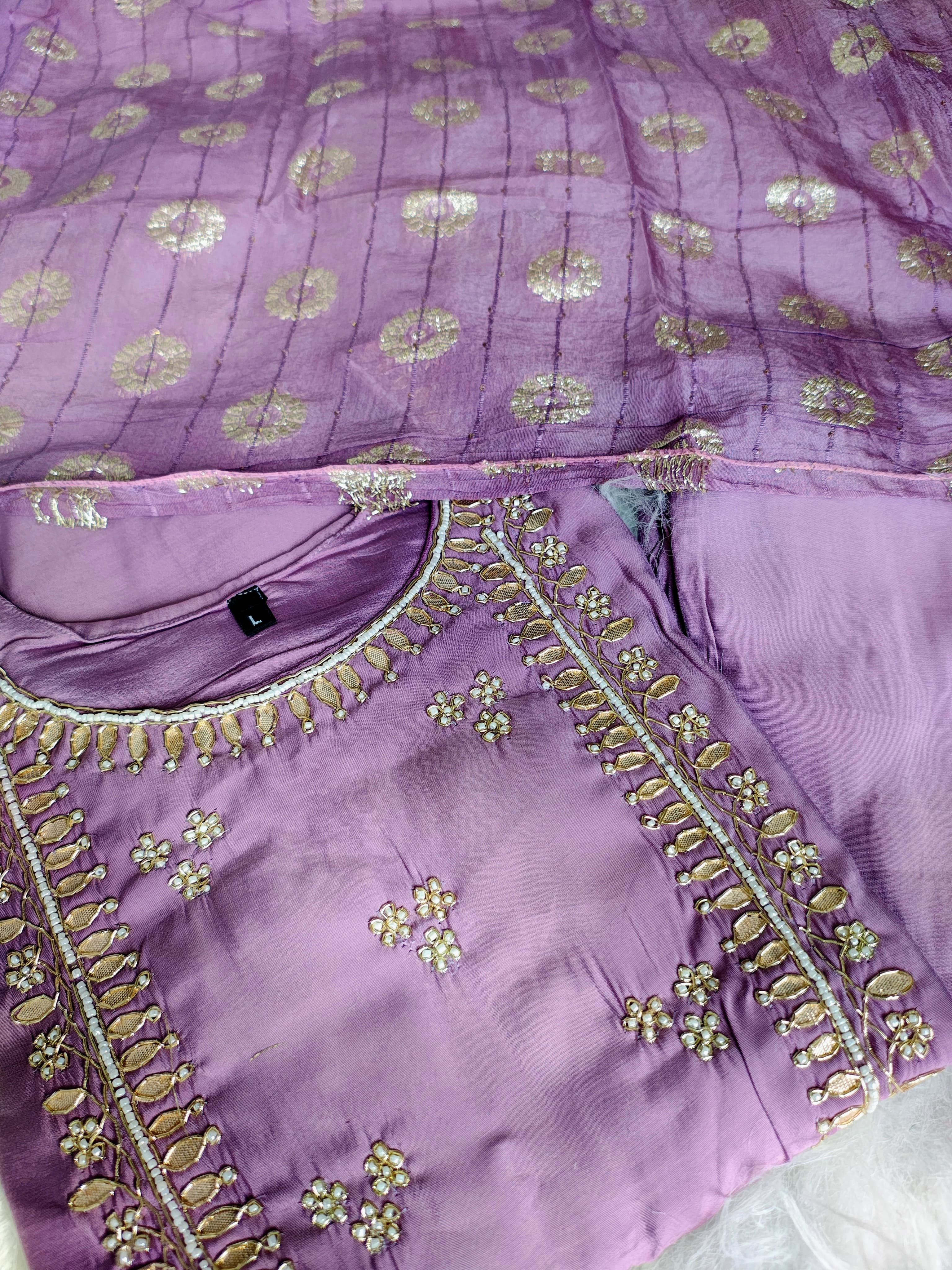 Purple Muslin Silk Suit