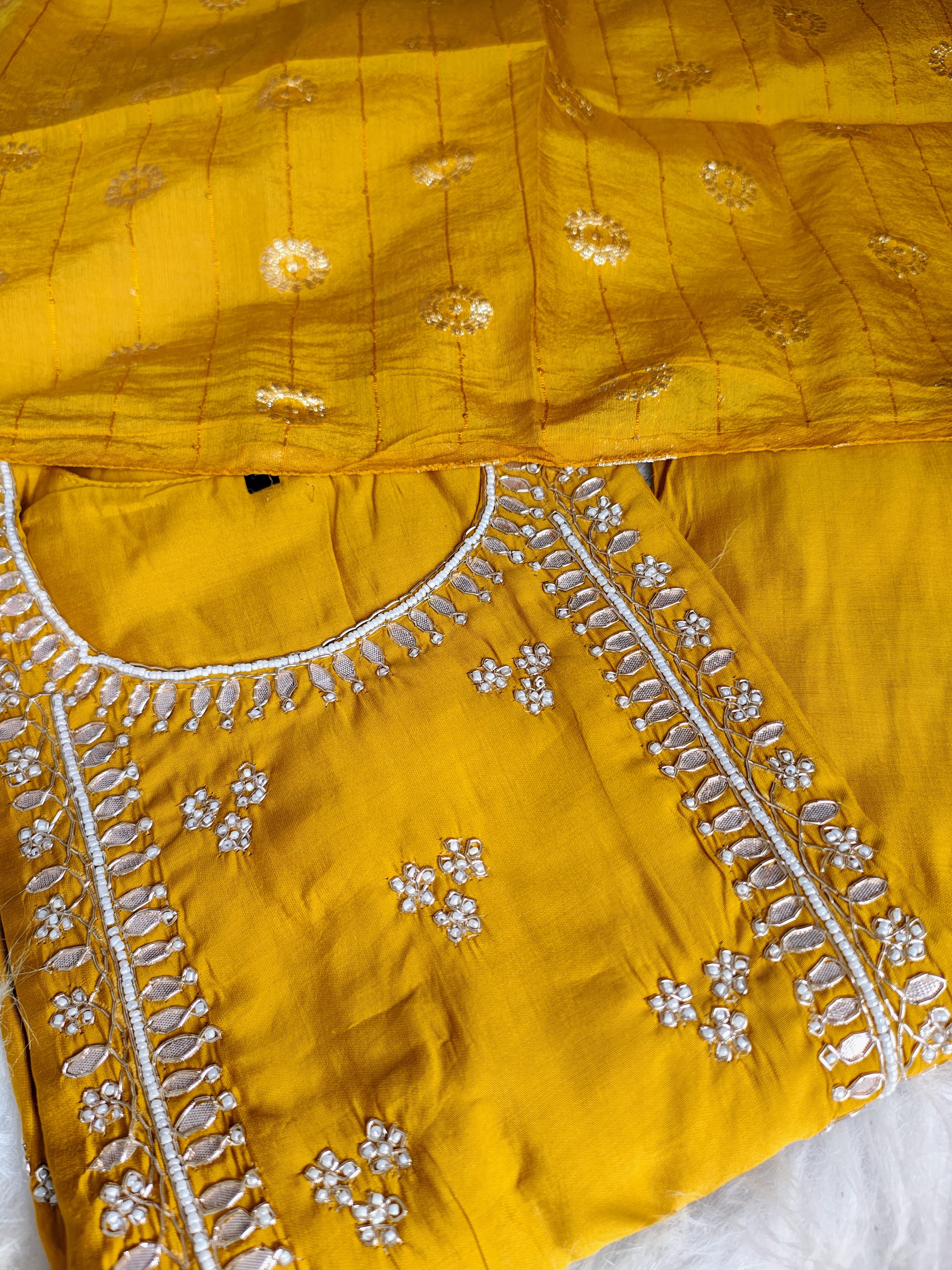 Mustard Muslin Silk Suit