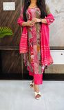 Designer Pink Printed Budget Muslin Silk Suit