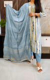 Blue Printed Budget Muslin Silk Suit