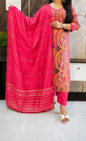 Pink Printed Budget Muslin Silk Suit