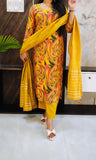 Yellow Printed Budget Muslin Silk Suit