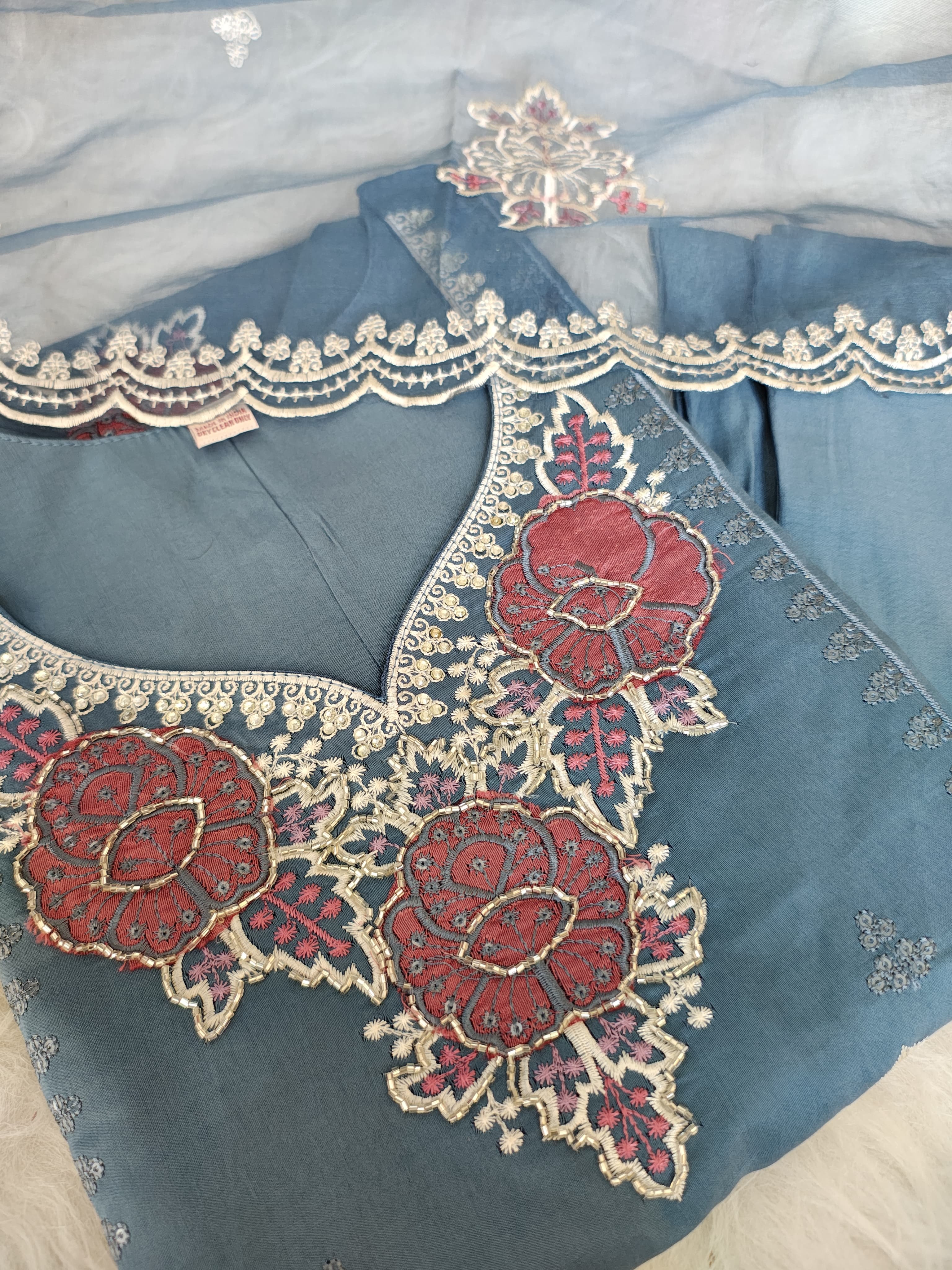 Sky Blue Roman Silk Suit