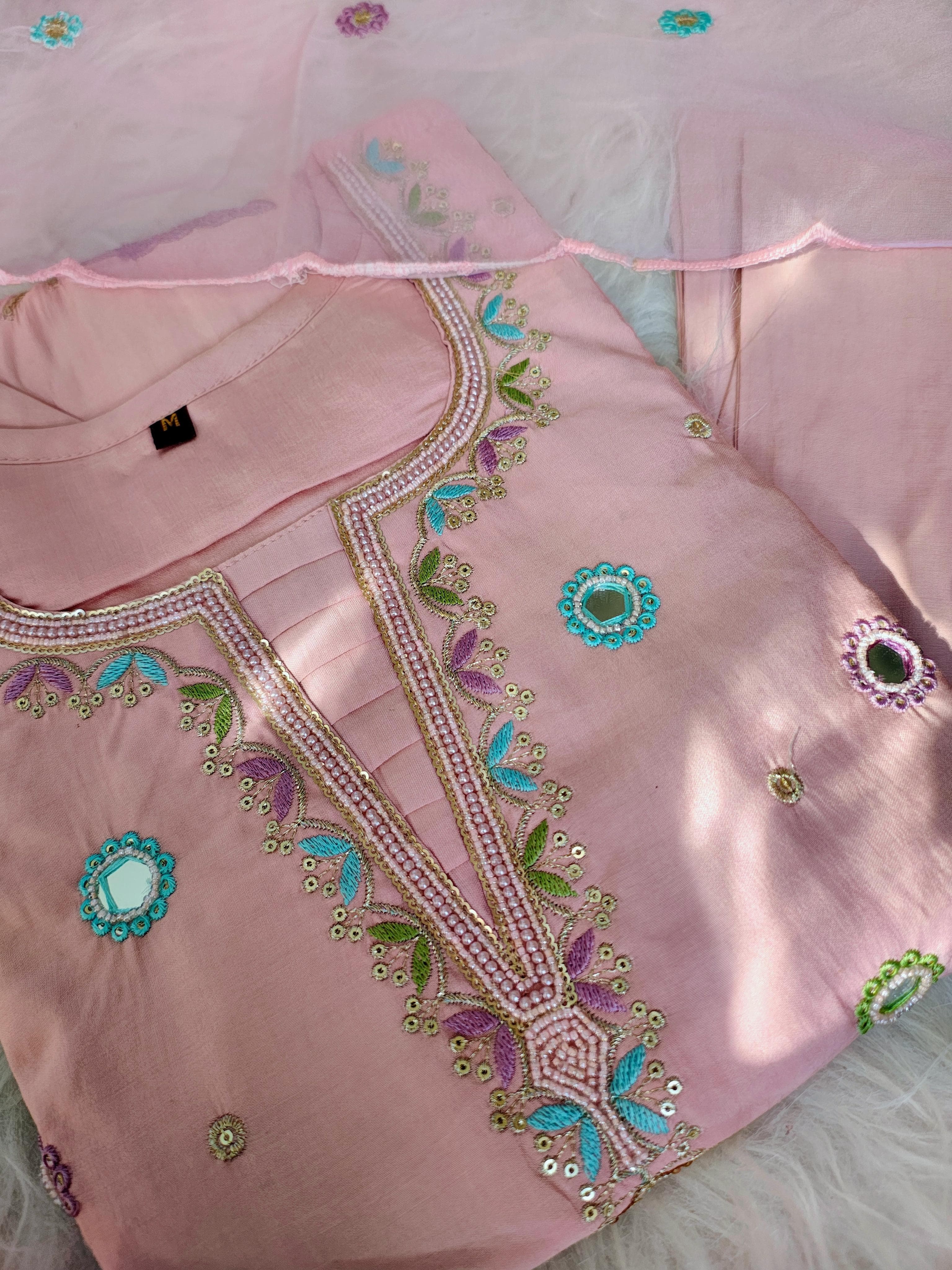 Pink Roman Silk Suit