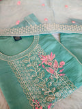 Aqua Green Roman Silk Suit