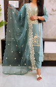 Aqua Roman Silk Suit