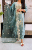 Aqua Roman Silk Suit