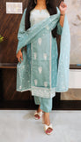 Blue Aqua Roman Silk Suit