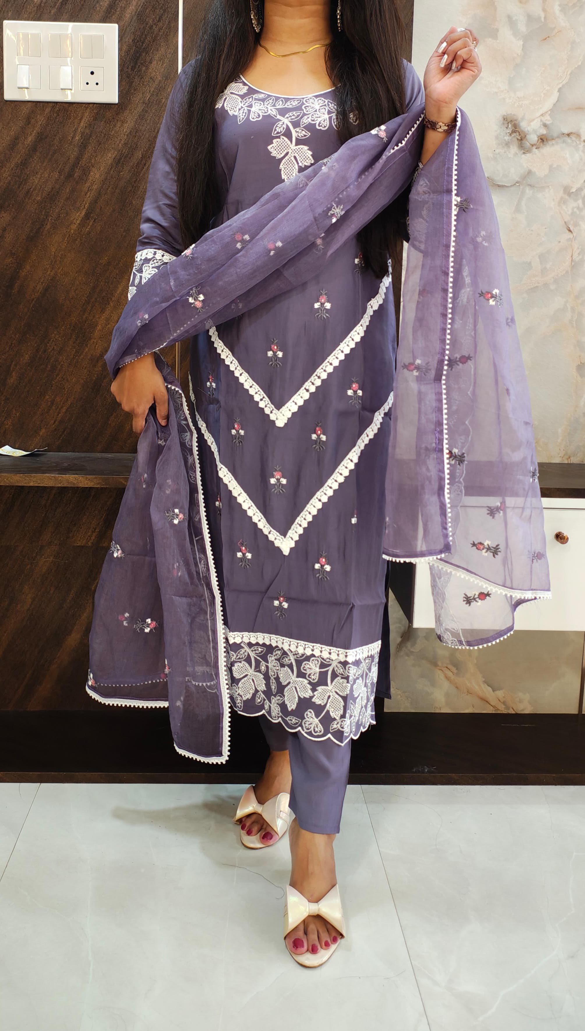 Purple Roman Silk Suit