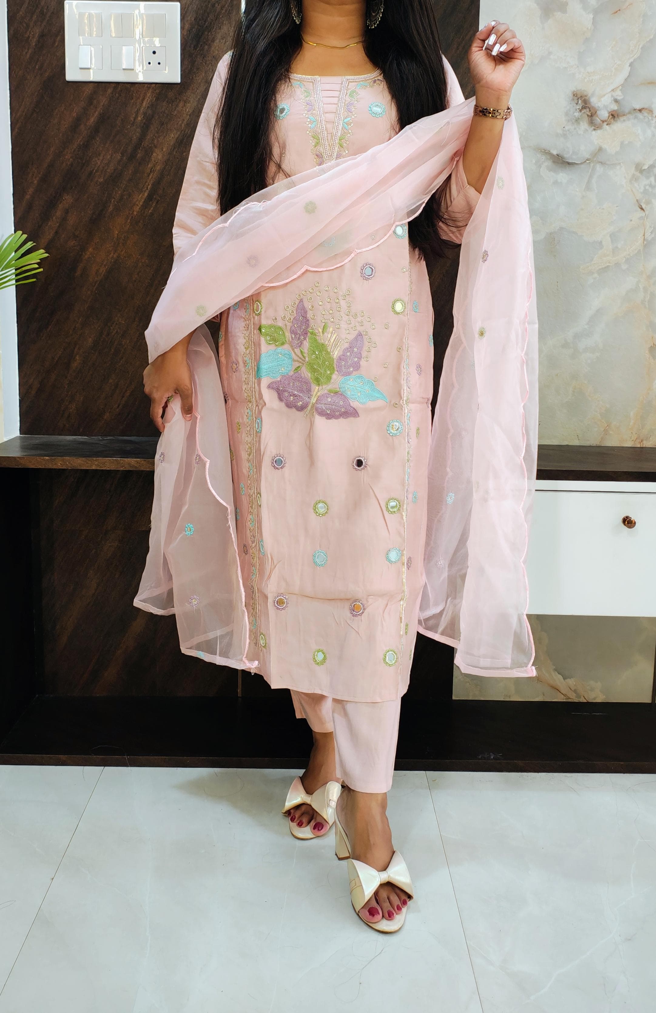 Pink Roman Silk Suit