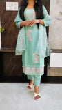 Aqua Green Roman Silk Suit